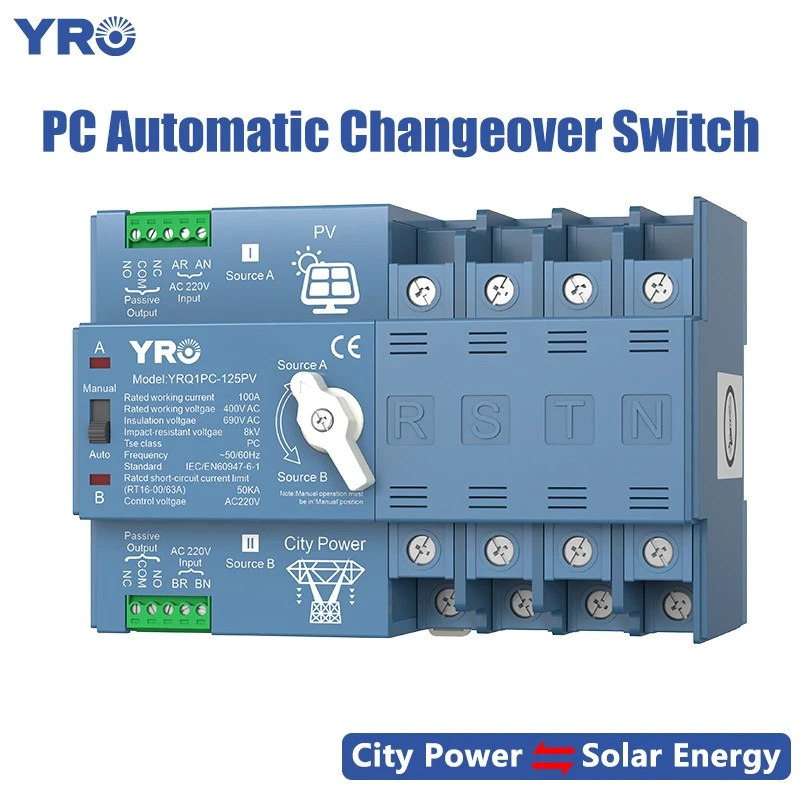 4p 125A 400V Tipo fotovoltaico PC ATS